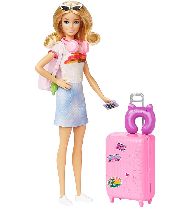 Boneca Barbie Conjunto Viagem e Pets Mattel