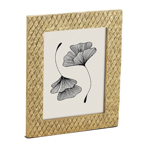 Porta Retrato Pétalas Poliresina Dourado 15x20 Mart