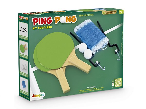 Jogo de Mesa Ping Pong com Rede Oficial e Bolinhas Junge