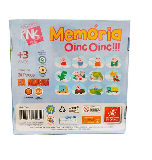 Jogo Educativo Infantil Memória Porqinha Pink Oinc Oinc