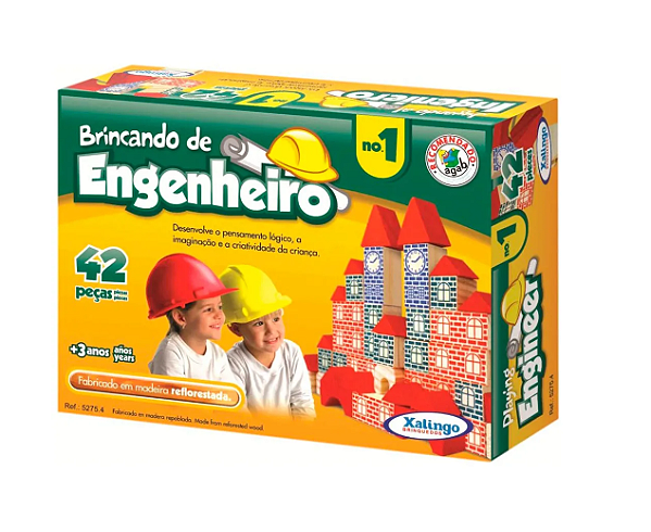 Blocos De Montar Brincando de Engenheiro 42 Peças Xalingo