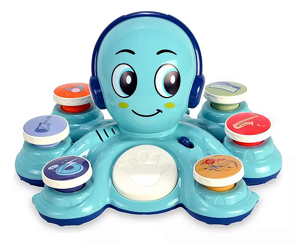 Polvo Musical Azul Baby Educativo com 6 Botões + 20 Sons