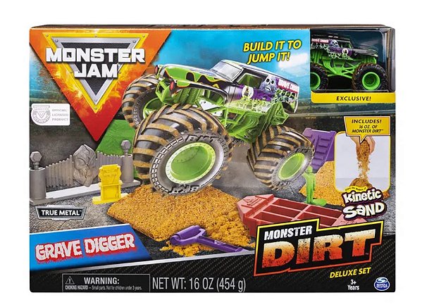 Carrinho Monster Jam Grave Digger Areia e Acessórios