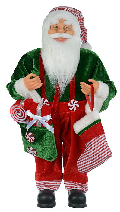 Papai Noel Candy Verde e Vermelho 30cm Decoração de Natal