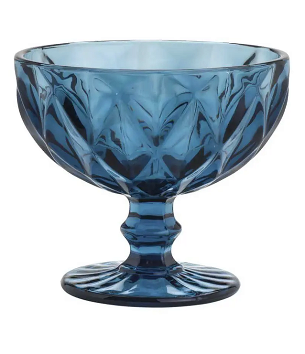 Taça Sobremesa Diamante Vidro Azul 310 ml Class Home - Avulsa