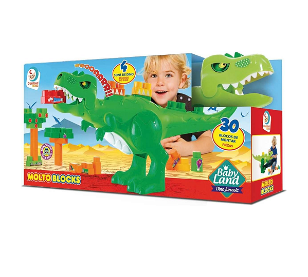 Dino Dinossauro Jurassic com Sons e 30 Blocos Baby Land
