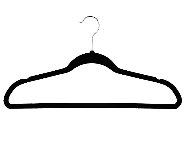 Kit 05 Cabides Aveludado Antidelislizante Gravita Preto 44cm