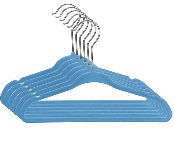 Kit 05 Cabides Aveludados Azul Bebê Infantil