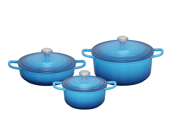 Jogo Conjunto Panela Caçarola Inducão Amalfi Blu  03 Pçs