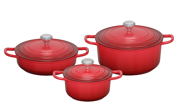 Jogo Conjunto Panela Caçarola Inducão Amalfi Rosso  03 Pçs