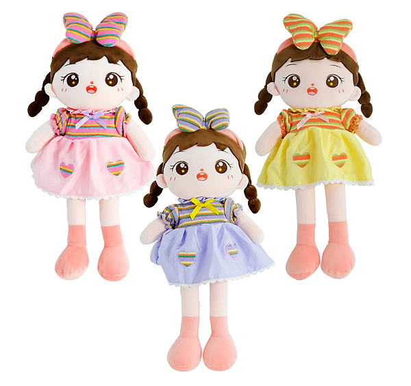 Boneca de Pano Macia Antialérgica Colorida Belinda 56 cm