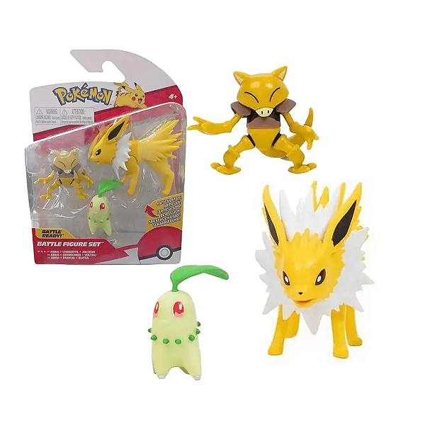 Pokemon Figura Batalha Abra + Chikorita + Jolteon Sunny