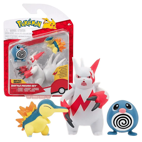 Pokemon Figura Batalha Poliwag + Zangoose + Cyndaquil