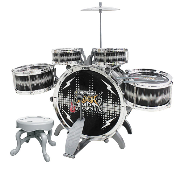 Instrumento Musical Infantil Bateria Rock Star com Banco