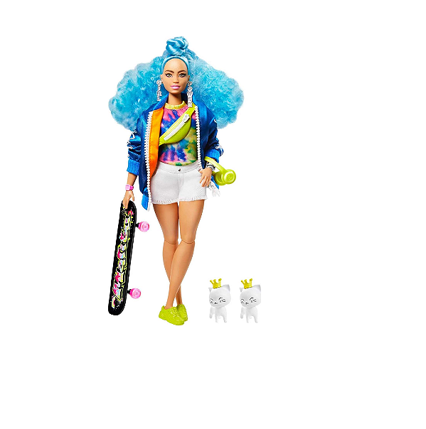 Barbie Extra Skatista Cabelo Azul com Pet Mattel