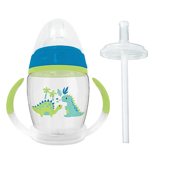 Copo Com Alça Bico Silicone e Canudo Extra 250 ml Buba