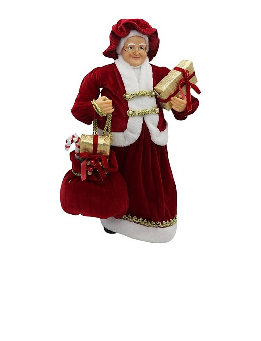 Boneco Mamãe Noel Bordô Decoração de Natal 60 cm