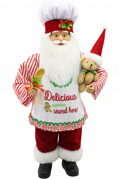 Papai Noel Confeiteiro com Touca Avental e Ursinho 50 cm
