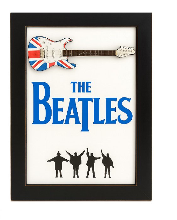 Quadro Decorativo The Beatles Guitarra c/ Moldura 22,5X31 cm