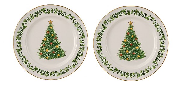 Prato Sobremesa Árvore Pinheiro de Natal 20 cm - Kit 02 Unidades