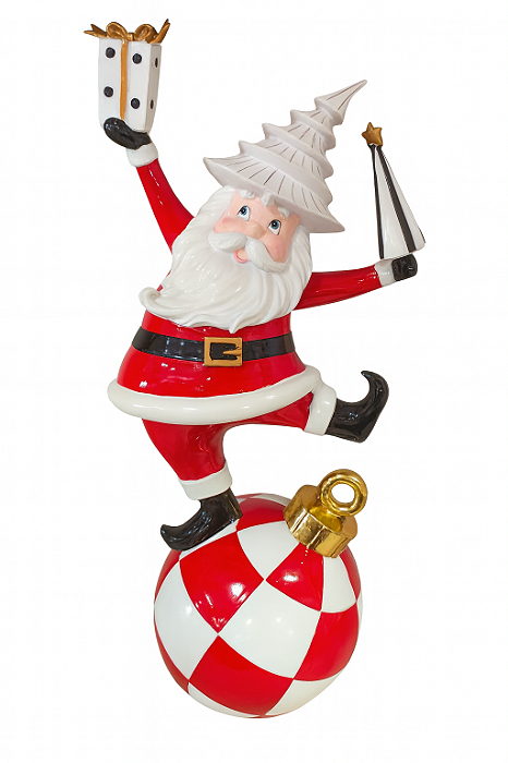 Enfeite de Natal Luxo Papai Noel Equilibrista Resina