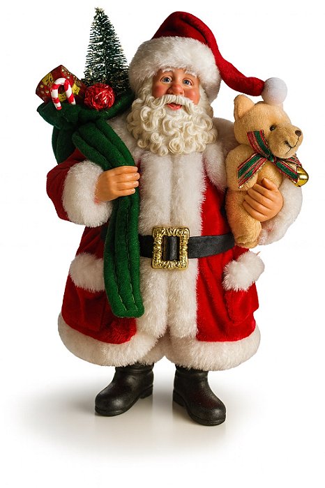 Papai Noel com Urso e Saco Natalino Decoração Enfeite Natal