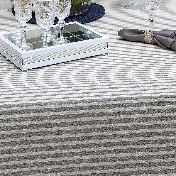 Toalha Mesa Linho Lines 2,70 x 1,58 m Limpa Fácil Kacyumara