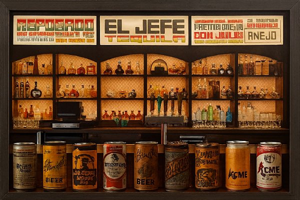 Quadro Decorativo "EL JEFE TEQUILA" Estilo Retrô para Barzinho