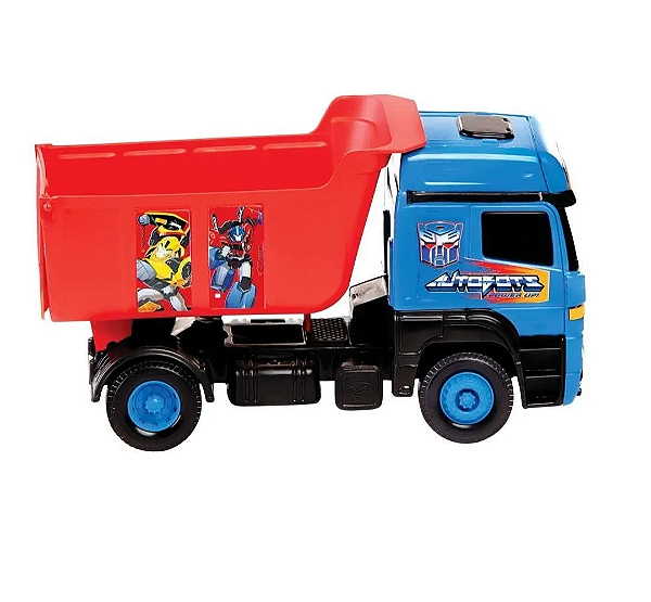 Caminhão Betoneira Transformers em Ação Vermelho e Azul