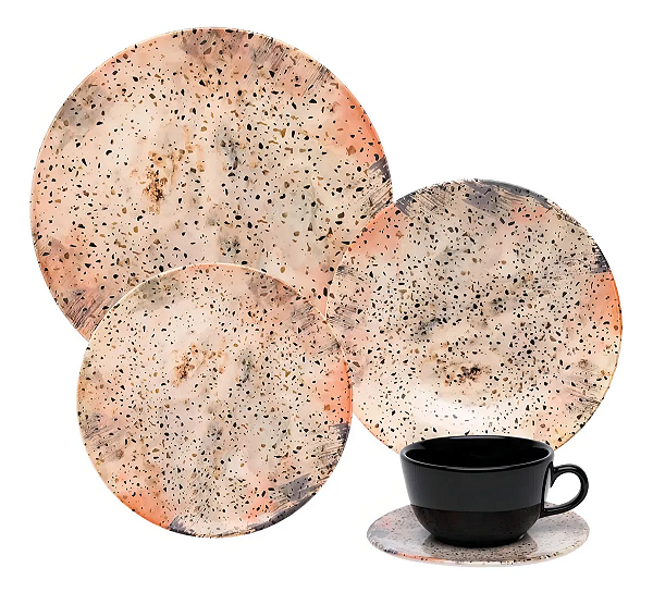 Aparelho de Jantar Terrazo Cerâmica 20 Peças Oxford