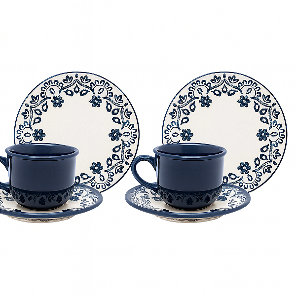 Kit Xícara Chá 200ml Com Prato Sobremesa Energy Oxford 06 Pc