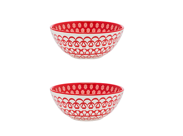 Kit Tigela Bowl Renda Vermelho 600 Ml Oxford  02 Unidades