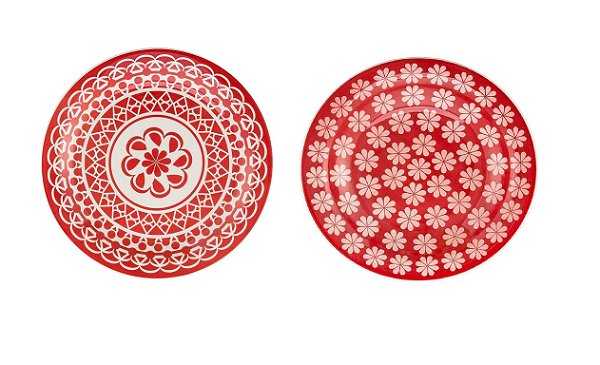 Kit Prato Raso + Prato Fundo Cerâmica Renda Oxford