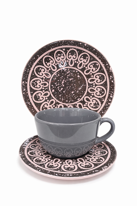 Xícara De Chá Café Com Leite + Prato Sobremesa Elo Oxford - 03 Peças