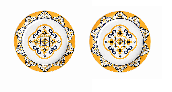 Prato Sobremesa São Luis Cerâmica 20 cm Oxford Kit c/ 2 Unid