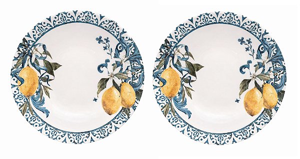 Prato Fundo Siciliano 20,5 cm Cerâmica Oxford - Kit 02 Unid