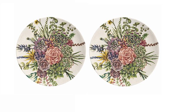 Prato Raso Jantar Bothânica 26 cm Cerâmica Oxford 02 Unid