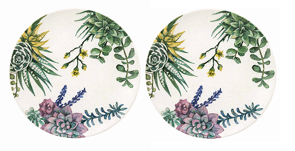 Prato Sobremesa Bothânica 19cm Cerâmica Oxford Kit 02 Unid.