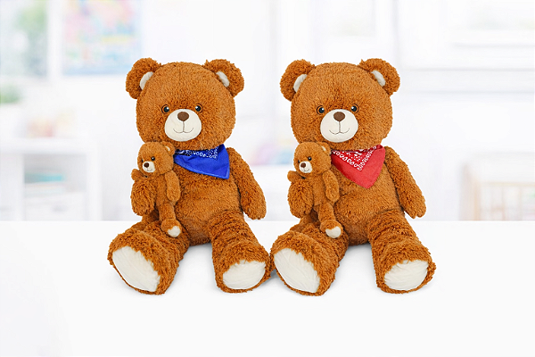 Urso Pelúcia  James Bandana e Filhote 75 cm  Antialérgico