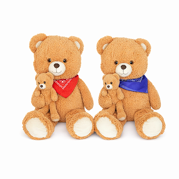 Urso Pelúcia  James Bandana e Filhote 75 cm  Bege