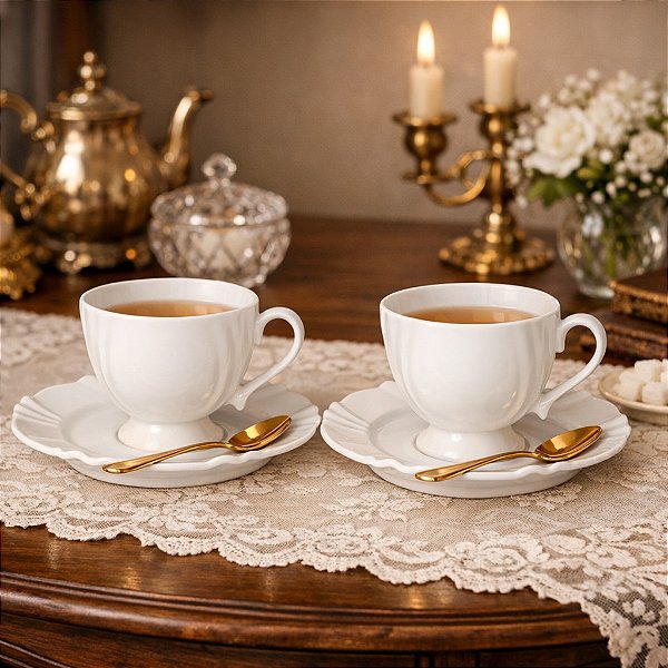 Xícara Chá Café c/ Leite 200 ml Soleil White Oxford 02 Unid.