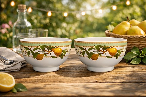 Bowl Tigela Cumbuca Concept Pêra 490 ml  - Kit 02 Peças