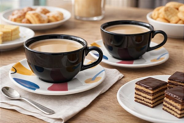 Xícara Chá Café c/ Leite 200 ml Motiz Unni  Oxford 02 Unid