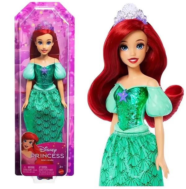 Boneca Princesa Ariel Pequena Sereia Cintilante Mattel