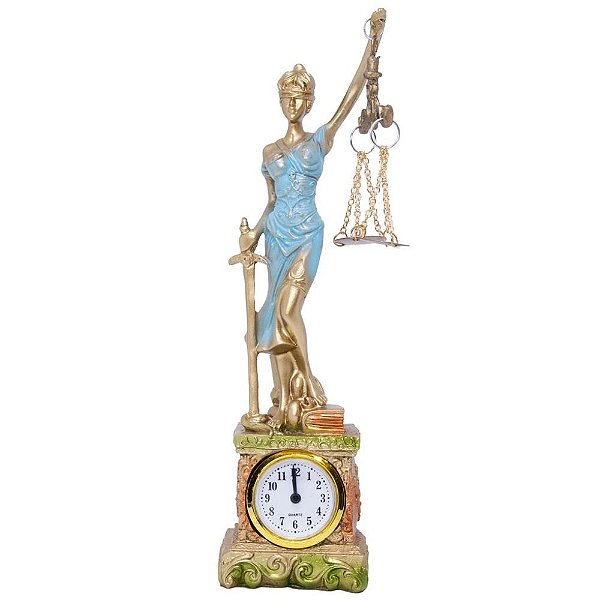 Themis Deusa da Justiça em Resina 28 cm Relógio