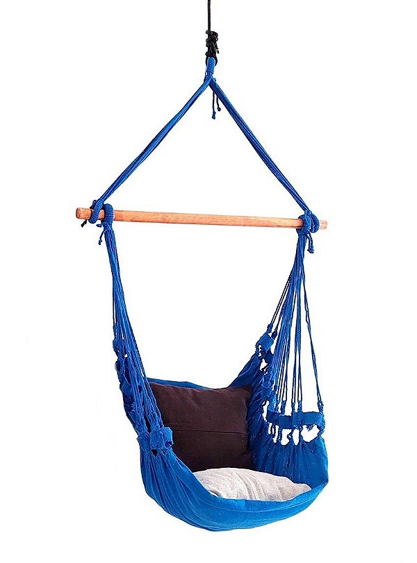 Cadeira Rede Balanço Suspensa S/ Almofada Azul Caneta