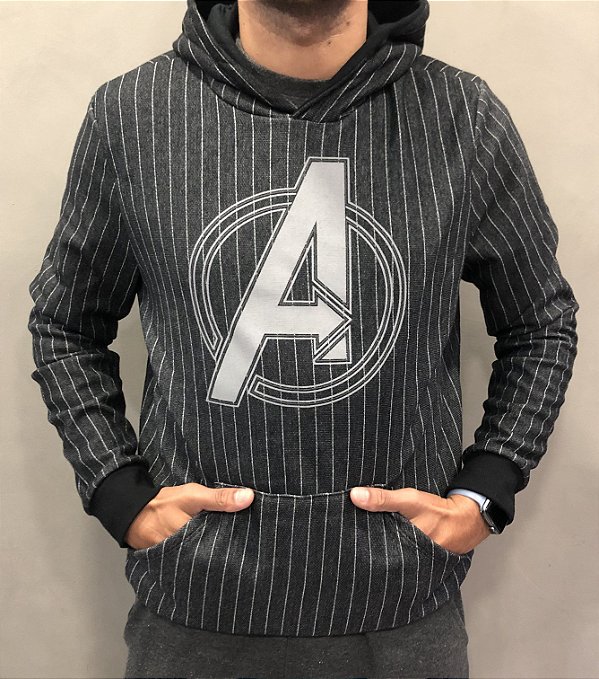 Blusa Canguru Capitão América Listrada Preta - Marvel - A Melhor Loja Online de Roupas Masculinas.