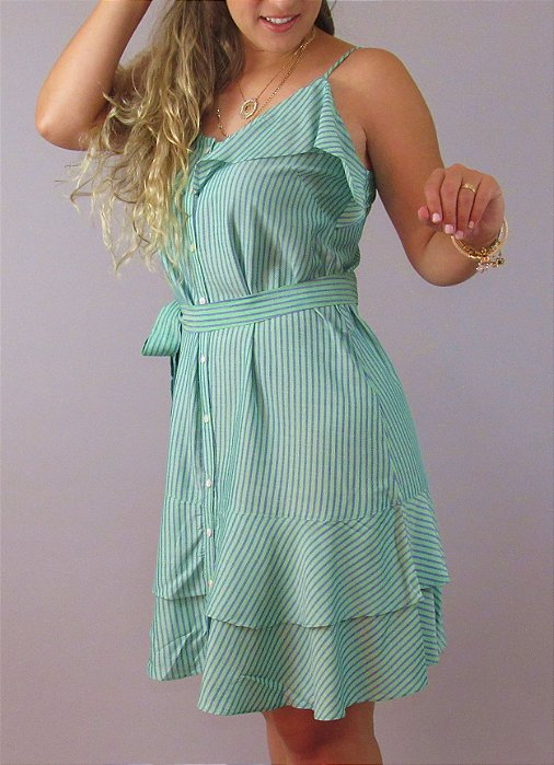 vestido listrado verde