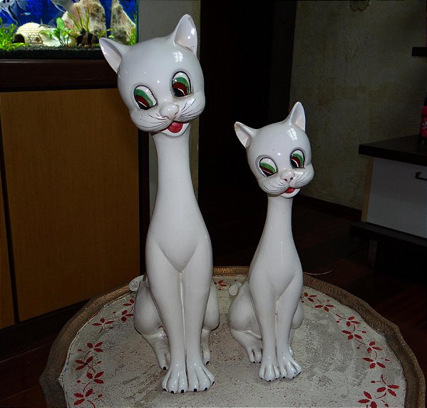 Par de GATOS em cerâmica