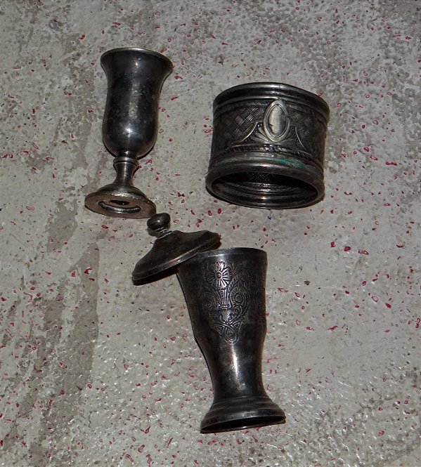 Conjunto 3 adereços de mesa em Metal Estanhado